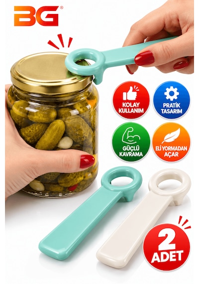 Pratik Kavanoz Açacağı 2 Adet Renkli Konserve Kapağı Açacağı Şişe Açacak Aparatı Mutfak Aletleri Çok Renkli