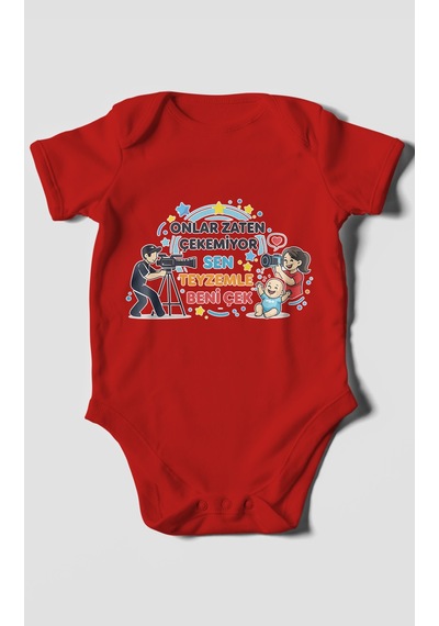Morivokids Teyzeye Özel Kısa Kollu Bebek Body %100 Pamuk Zbn90-kk Kırmızı