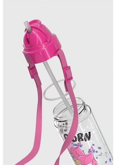 Renga Migo Desenli 500 Ml Askılı Pipetli Tritan Çocuk Matara 912008 Pembe Pembe