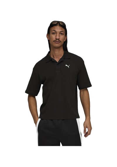 Puma Essential Boxy Erkek Siyah Günlük Stil Polo Yaka T-shirt 63436201 Siyah