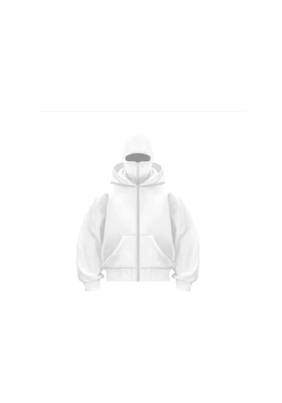 Samuray Ninja Çift Kapşonlu Zıp Fermuarlı Kanguru Çepli Tam Fermuarlı Hoodie Swetshirt - Beyaz Beyaz