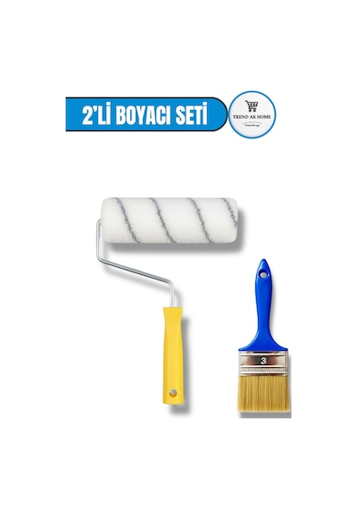 Boyacı Rulo Fırça Seti-2 Parça - 20 Cm Rulo - 3 No Kestirme Fırça - 583428418