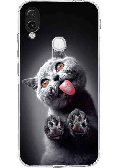 Xiaomi Redmi Note 7 İle Uyumlu Kedi 2 Kamera Korumalı Şeffaf Kılıf Şeffaf