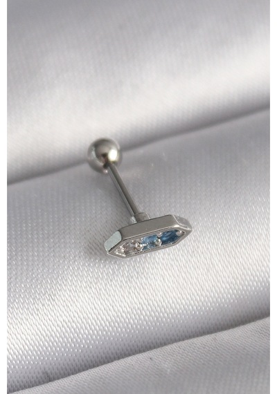 316l Çelik Gümüş Renk Mavi Zirkon Taşlı Tragus Piercing