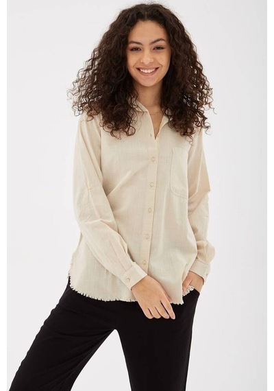 Fashion Friends Etek Ucu Püsküllü Kadın Gömlek 25y0390k1 Bej