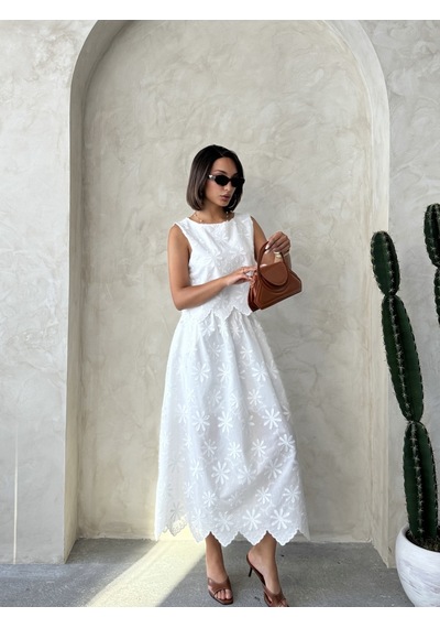 Verymoda Nakışlı Kolsuz Bluz D2872 Krem