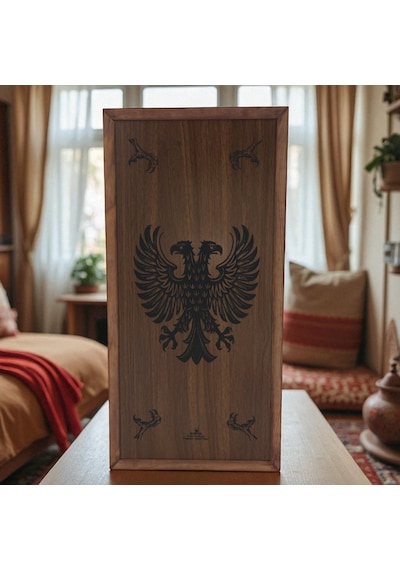 Simya Figür Premium Çift Başlı Kartal Ceviz Kaplama