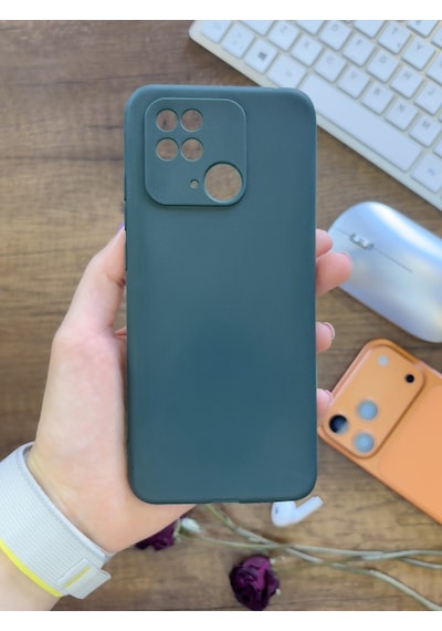Redmi 10c / Poco C40 Uyumlu Kamera Korumalı Darbeye Dayanıklı Renk Atmayan Fab Silikon Kılıf Haki