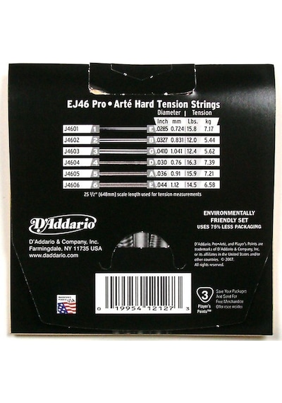 D'addario Ej46 Klasik Tel Set Hard Tension Silver