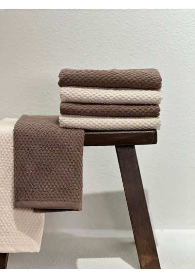 Plumehome 4 Lü Kahve El Havlusu Seti 30x50 Cm %100 Pamuk, Çeyizlik, Misafir, Mutfak, Hediyelik Diğer