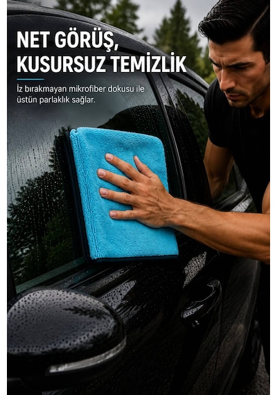Mikrofiber Araç Kurulama Havlusu 50x70 Cm 600 Gsm Ultra Emici Oto Kurulama Bezi Çizmeyen Siyah Overlok Kenarlı