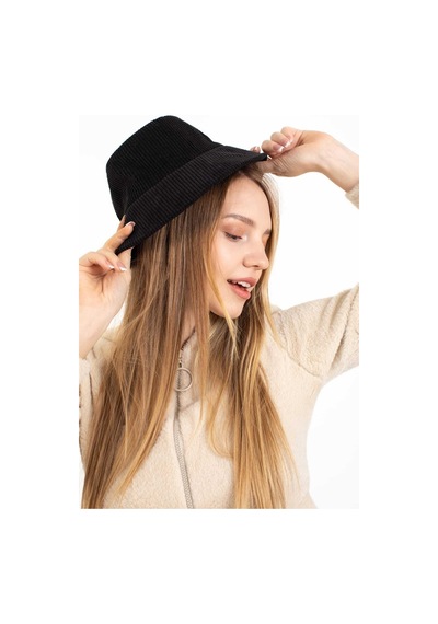 Ladycolor Şapka Kadife Bucket Siyah