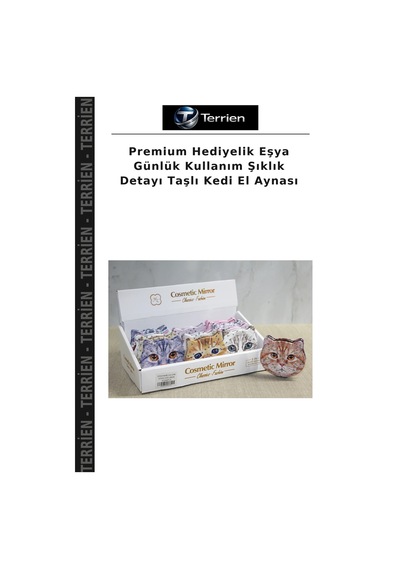 Premium Hediyelik Eşya Günlük Kullanım Şıklık Detayı Taşlı Kedi El Aynası Diğer