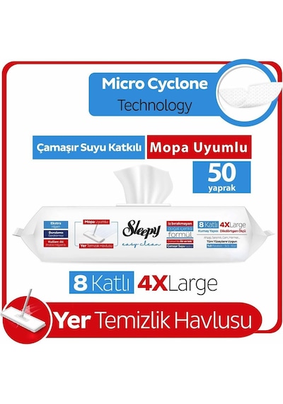Sleepy Yer Temizlik Havlusu Mop Uyumlu 50 Adet Çamaşır Suyu Diğer