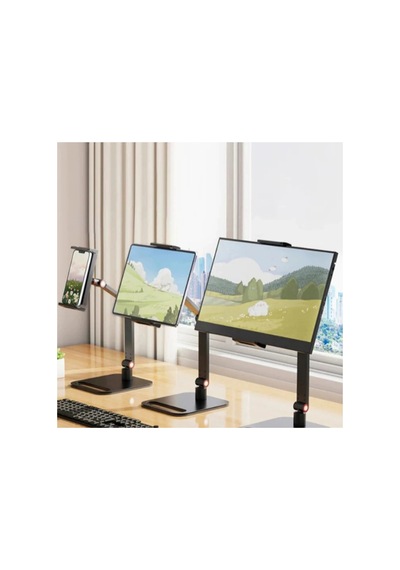 Monitör Tablet iPad Uyumlu Telefon Tutucu 12-16 İnç Universal Metal 360 Derece Döner Stand