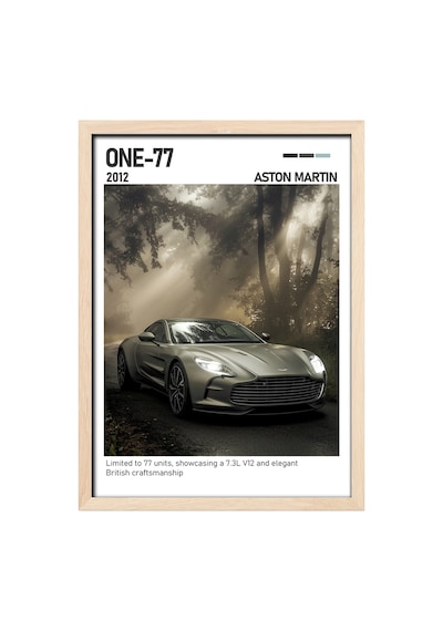 Aston Martin One-77 Ahşap Çerçeveli Poster Tablo Hypercar Koleksiyon Ahşap 01