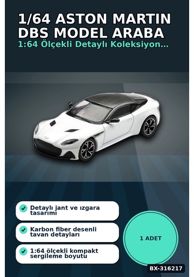 Model Araba 1/64 Aston Martin Dbs Stratus White Koleksiyonluk Araç Oyuncak Bx-316217