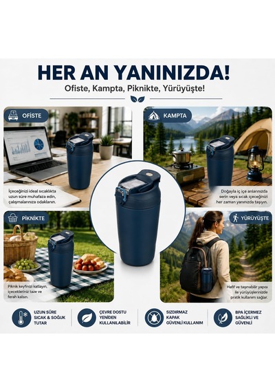 Termal Matara, Paslanmaz Çelik,%100 Sızdırmaz, Çift Katmanlı Kahve Çay Bardağı, Termos Bardak 350 Ml Yeşil Diğer