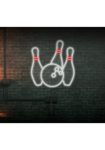 Bowling Topu Ve Lobutu Şekilli Neon Tabela Beyaz