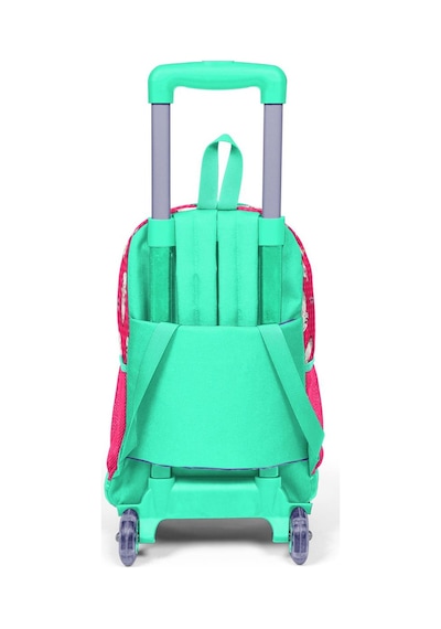 Coral High Kids Neon Mercan Su Yeşili Alpaka Desenli Üç Bölmeli Çekçekli Okul Sırt Çantası 23364