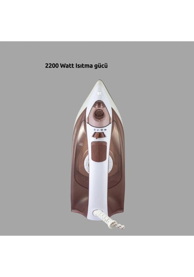 Kahverengi Buharlı Ütü 2200w Seramik Tabanlı Dikey Ütüleme 300 Ml Su Hazneli