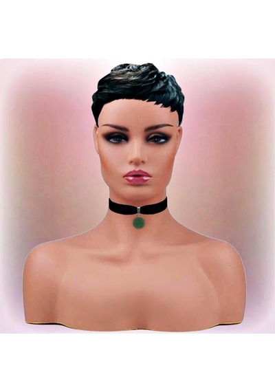 Yeşim Taşı Doğal Taş Kadın Siyah Kadife Choker Kolye Renkli 85047869