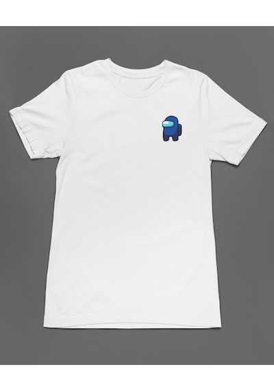 Bumeta Mini Imposter Mavi Mürettebat Among Us Unisex Tişört T-shirt Beyaz