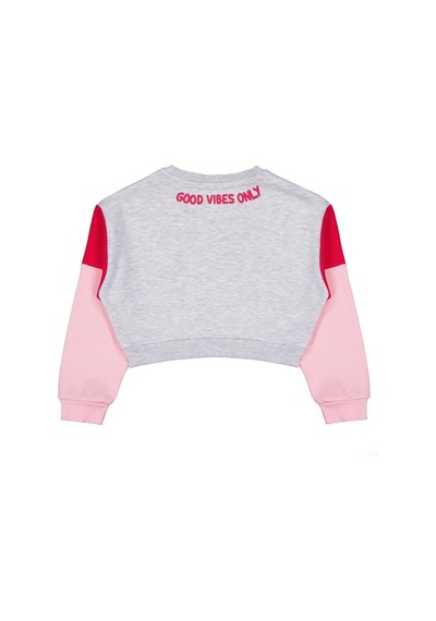 Civil Girls Good Vibes Only Baskılı 6-9 Yaş Sweatshirt - Gri Karmelanj