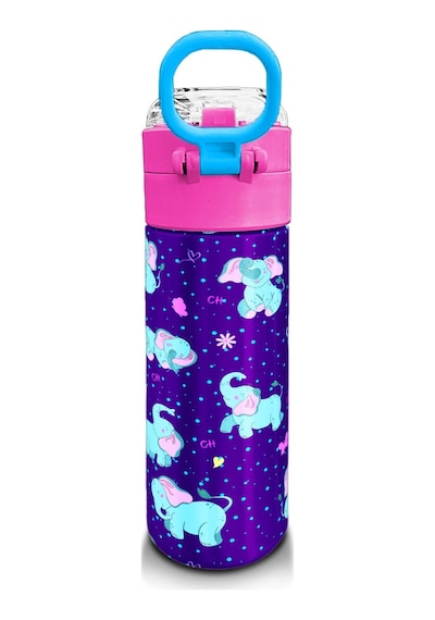 Coral High Kids Mor Pembe Fil Desenli Pipetli Ve Direkt İçim Çelik Termos 500 Ml 31970 Mor - Açık Pembe