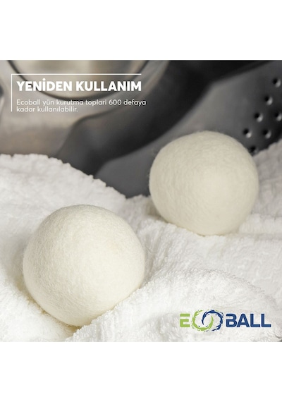 Ecoball 3 Adet Yün Kurutma Topları Doğal Yumuşatıcı Çamaşır Kurutma Makinesi Kurutma Topu Renkli
