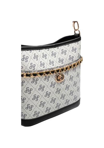 Silver & Polo Silver Polo Beyaz - Siyah Monogram Kadın Omuz Çantası Sp1284