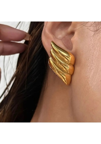 Aurrari Vintage Wing Gold Küpe Çok Renkli