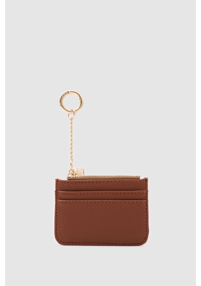 Shule Bags Nook Fermuarlı Charm Kartlık Camel