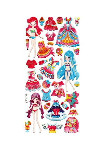 Sticker Kabartmalı Stiker Defter, Planlayıcı Etiket Sk105 9x18 Cm- Kız Giydirme