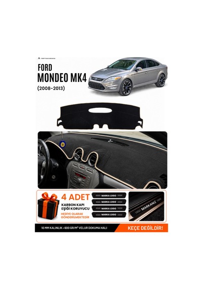 Ford Mondeo Mk4 2008-2014 Uyumlu Torpido Örtüsü, Torpido Kılıfı - Siyah Bej