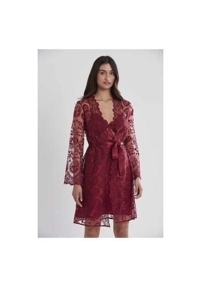 Pierre Cardin 6lı Dantelli Sabahlık Çeyiz Seti Bordo