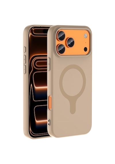 Apple İphone 17 Pro Max Kılıf M-safe Şarj Özellikli Zore Aris Silikon Kapak Krem