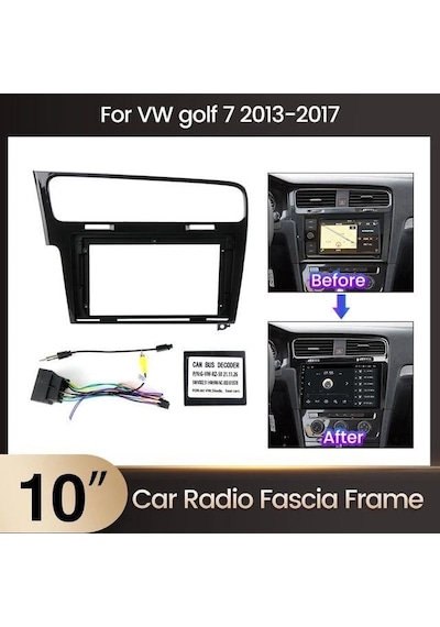 Volkswagen Golf 7 Piano Black Android Teyp Çerçeve 10 Inch - Soket - Canbus