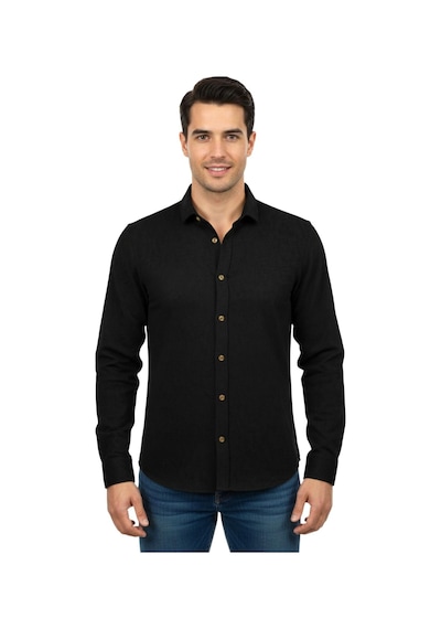 Raymons Erkek Spor Silim Fit Dokuma Gömlek Bgl-st04946 Siyah