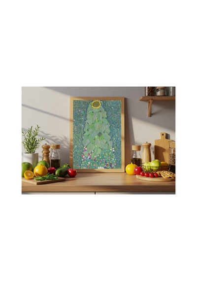 Klimt Ayçiçeği Çerçevesiz Poster 30x42 Cm A3 Tablo Art Nouveau Duvar Dekoru Mat Fotoğraf Kağıdı