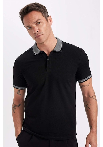 Defacto Slim Fit Dar Kesim Polo Yaka Kısa Kollu Pamuklu Tişört D0033AXNS Siyah Defacto Slim Fit Dar Kesim Polo Yaka Kısa Kollu Pamuklu Tişört D0033AXNS Siyah