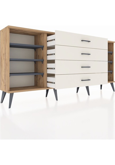 Arges Konsol 6 Raflı 4 Çekmeceli 176x30x83 Çam-antrasit/aytaşı Antrasit/aytaşı Arges Konsol 6 Raflı 4 Çekmeceli 176x30x83 Çam-antrasit/aytaşı Antrasit/aytaşı