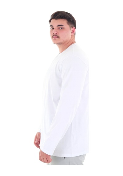 Erkek 115-155 Kilo Arası İçin Uygun Uzun Kol Bisiklet Yaka Mevsimlik Düz Renk İnce Sweatshirt Beyaz Erkek 115-155 Kilo Arası İçin Uygun Uzun Kol Bisiklet Yaka Mevsimlik Düz Renk İnce Sweatshirt Beyaz