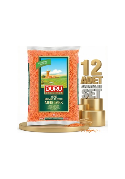 Duru Kırmızı Futbol Mercimek 12x1 Kg