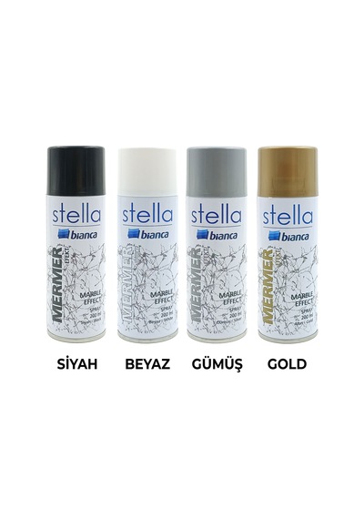 Bianca Stella İnce Mermer Efekt Sprey Boya Siyah 200 Ml 0001 Beyaz