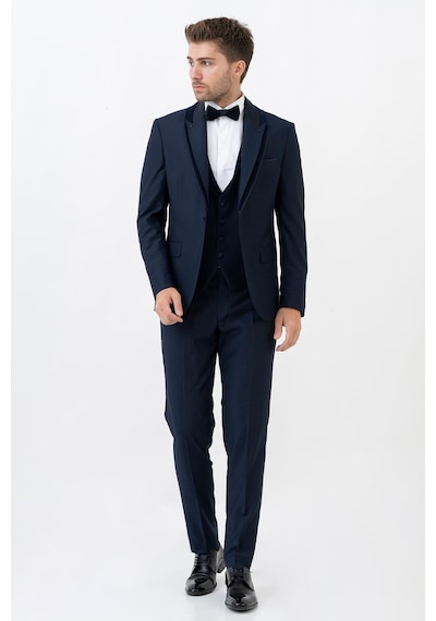 White Stone Amsterdam D0115 Slim Fit 6 Drop Şal Yaka Damatlık Takım Elbise K.Laci - 48 Koyu Lacivert