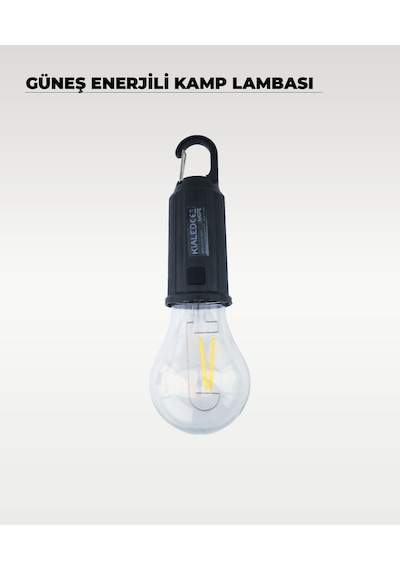 Güneş Enerjili Kamp Lambası Kumandalı Led Ampul Uzun Yanma Süreli Taşınabilir Aydınlatma 1 Adet