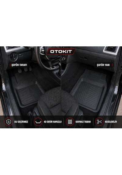 Renault Kango 1998 - 2021 Uyumlu Havuzlu Siyah 4d Vortex Oto Paspas