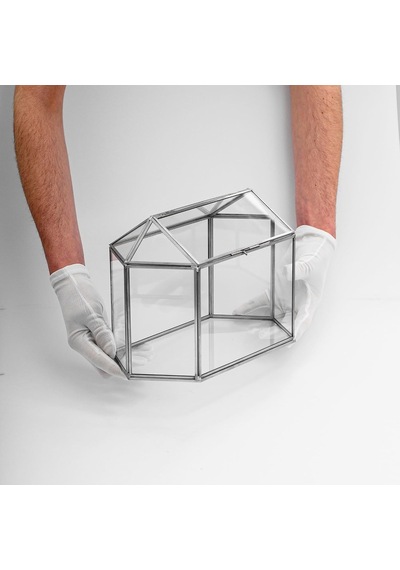 30x15x20cm Gümüş Geometrik Teraryum Cam Fanus Takı Aksesuar Çikolata Kutusu Dekoratif Yapımı