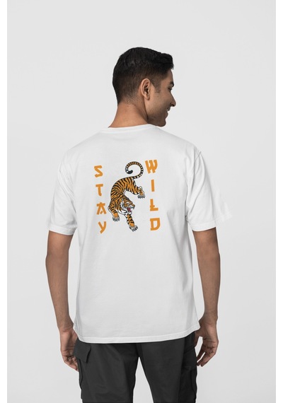 Stay Wild Ön-arka Baskılı %100 Pamuk Beyaz Kadın/erkek Unisex Rahat Kalıp Oversize T-shirt Beyaz Stay Wild Ön-arka Baskılı %100 Pamuk Beyaz Kadın/erkek Unisex Rahat Kalıp Oversize T-shirt Beyaz
